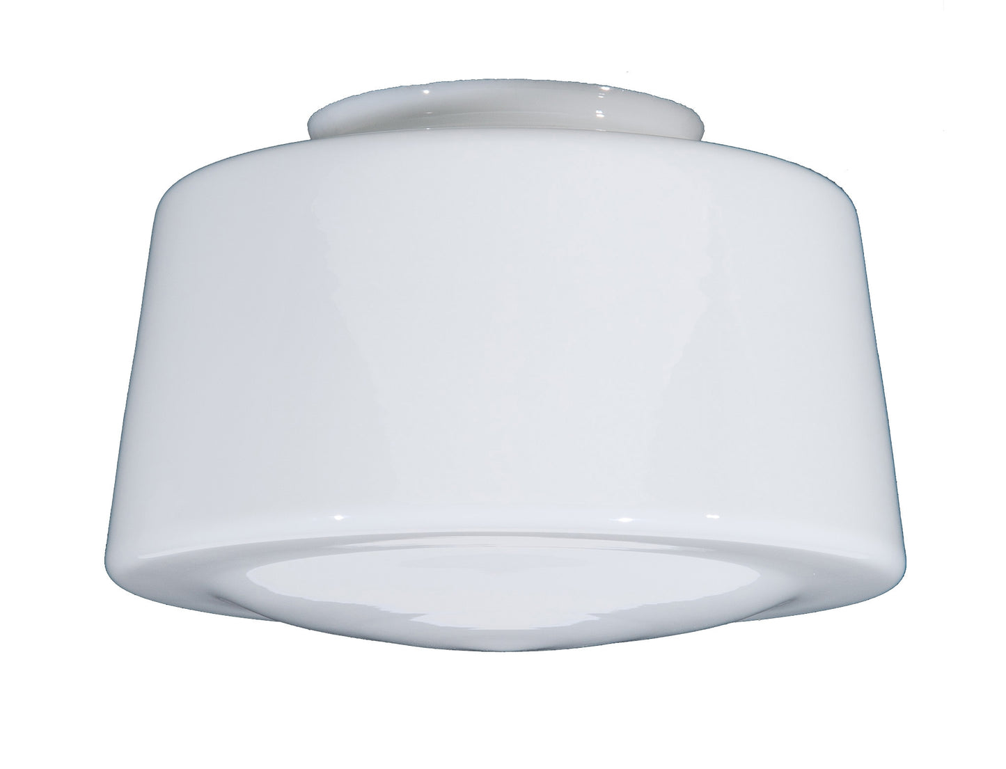 12" Opal Glass Schoolhouse Shade, 6 inch lip fitter