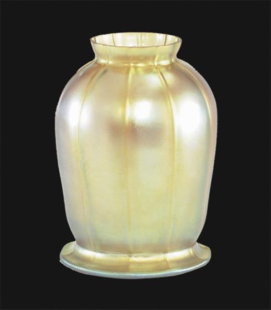 2 1/4" Fitter, Gold Iridescent "Squash" Art Glass Shade, 5-1/4 inch tall