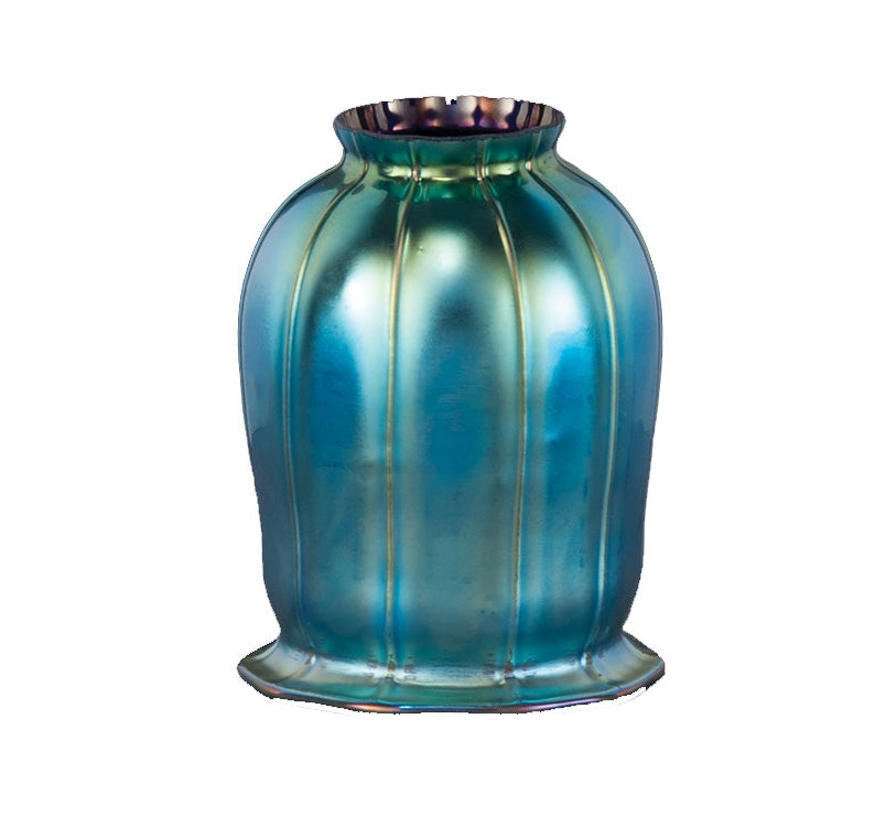 2 1/4" Fitter, Blue Iridescent "Squash" Art Glass Shade, 5-1/4 inch tall
