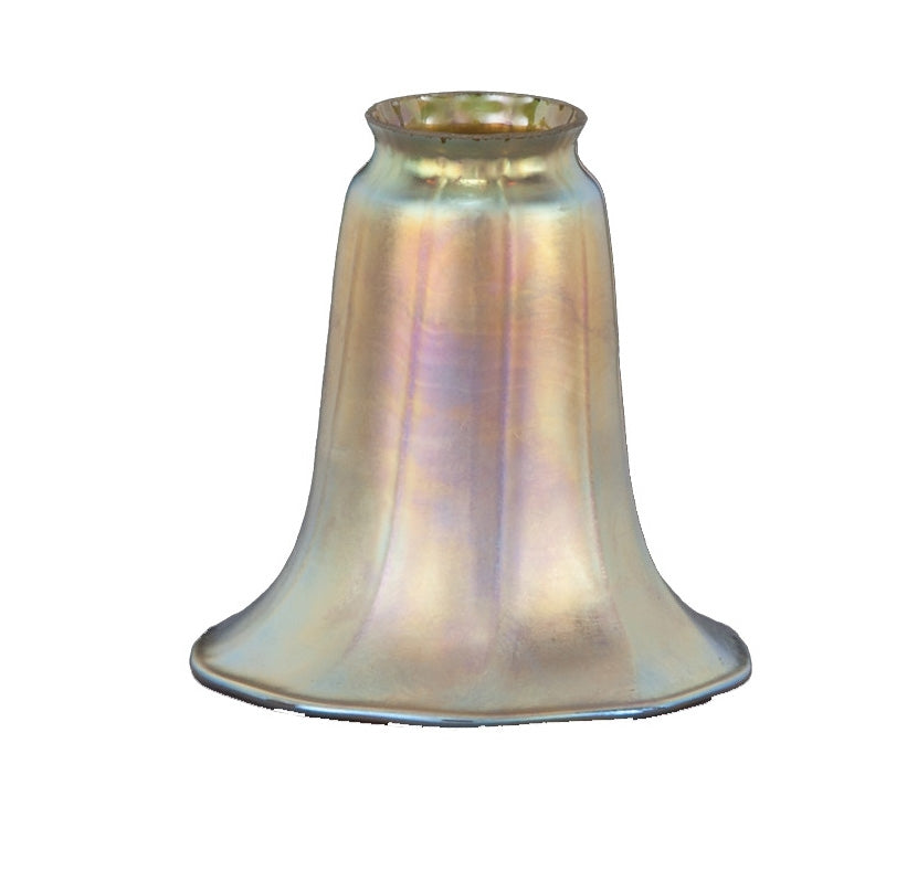 2 1/4" Fitter, Gold Iridescent "Trumpet" Art Glass Shade, 5-1/2 inch tall