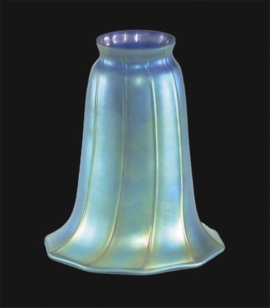 2 1/4" Fitter, Blue Iridescent "Trumpet" Art Glass Shade, 5-1/2 inch tall