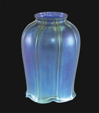 Blue Iridescent "Tulip" Art Glass Shade, 5-1/2 inch tall