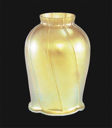 2 1/4" Fitter, Gold Iridescent "Tulip" Art Glass Shade, 5-1/2 inch tall