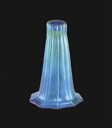 1 1/8" Snap Fitter, Blue Iridescent "Lily" Art Glass Shade, 4-5/8 inch tall