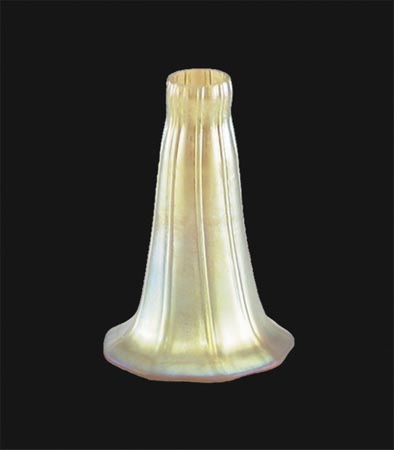 1 1/8" Snap Fitter, Gold Iridescent "Lily" Art Glass Shade, 4-5/8 inch tall