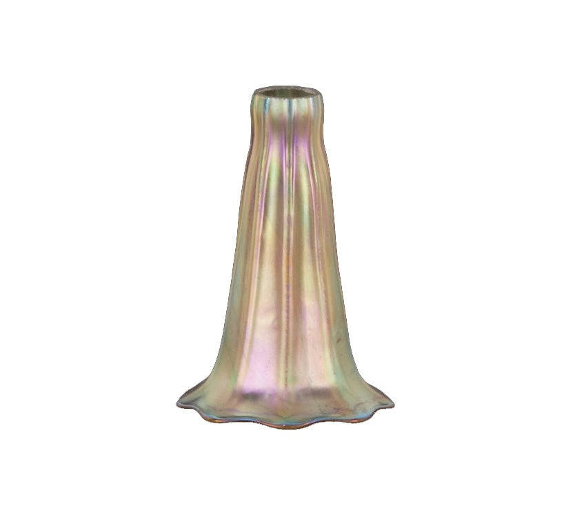 1 1/8" Snap Fitter, Gold Iridescent "Lily" Art Glass Shade, 4-5/8 inch tall