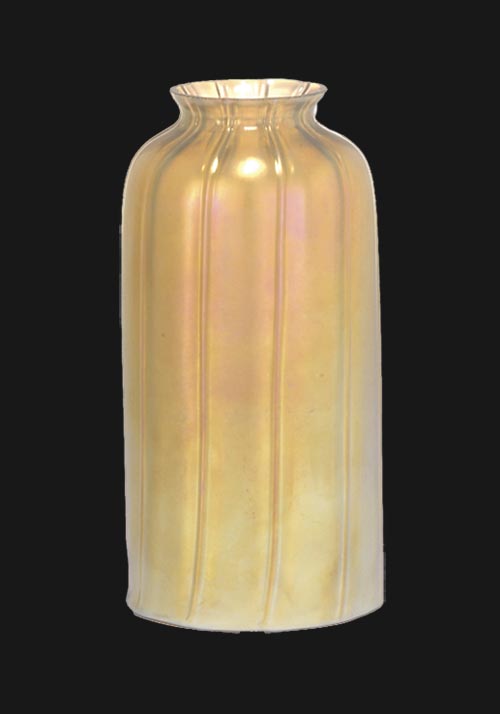 2 1/4" fitter, "Cylinder" Art Glass Fixture Shade w/Gold Iridescent Finish, 6-3/4 inch tall