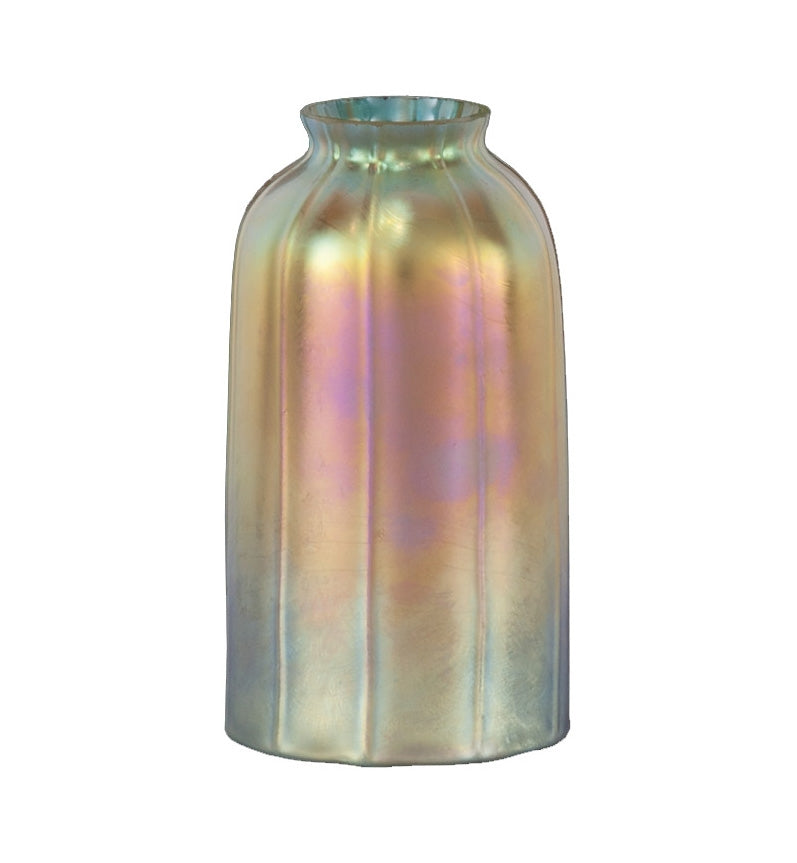 2 1/4" fitter, "Cylinder" Art Glass Fixture Shade w/Gold Iridescent Finish, 6-3/4 inch tall