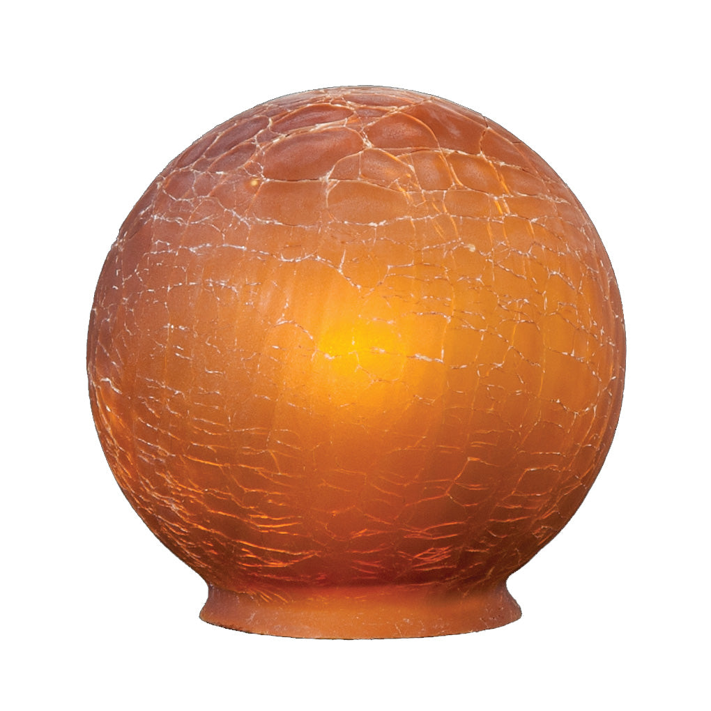 3 1/4" fitter, Amber Crackle Glass Art Deco Ball Globe or Lamp Shade, 5-1/4 inch diameter