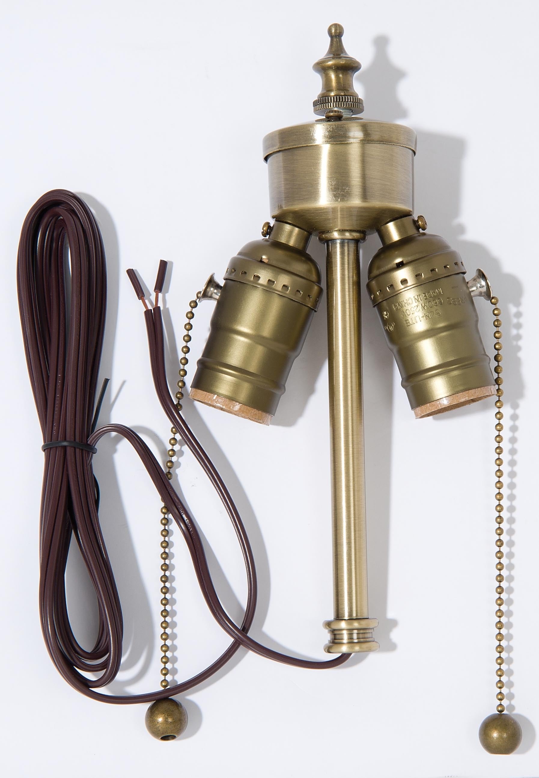 Medium Base (E26) Two Light Pull Chain Lamp Cluster With Lead, Antique ...