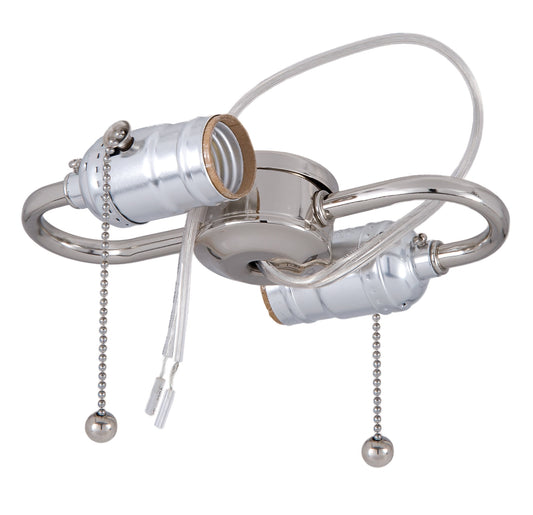 Nickel 2-Light S Type Cluster Body with Pull Chain Sockets