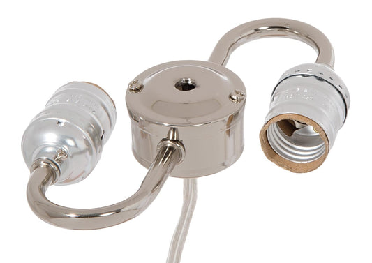 2 Light Cluster Body with E-26 Keyless Socket, Nickel Plated Finish