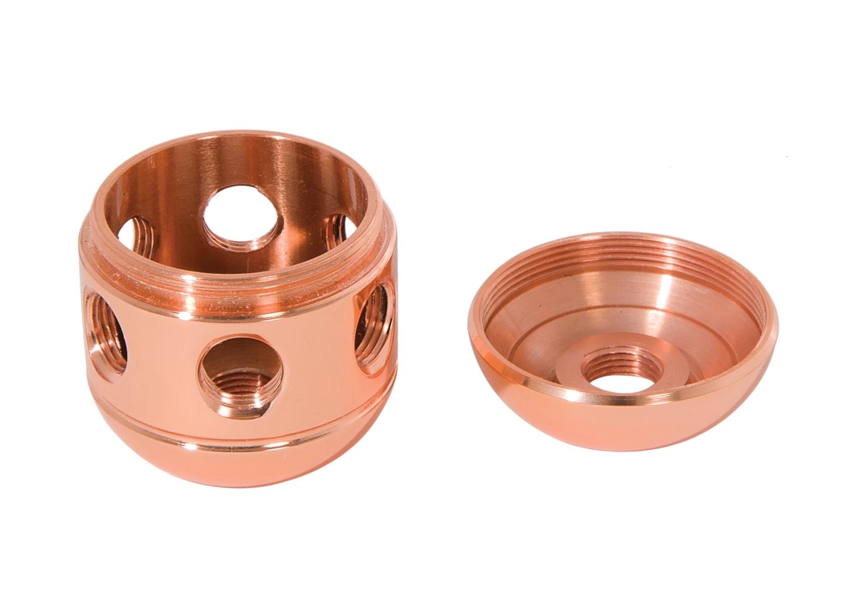 1-5/8 Inch Tall Polished Copper Turned Brass 2-Piece Cluster Body, Choice of Side Holes