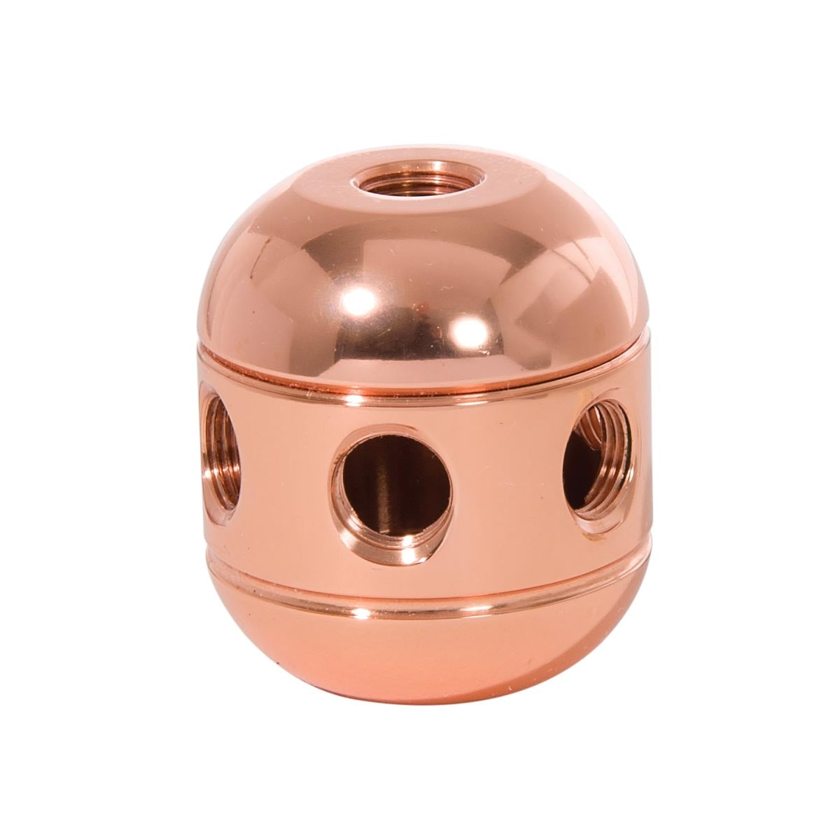1-5/8 Inch Tall Polished Copper Turned Brass 2-Piece Cluster Body, Choice of Side Holes