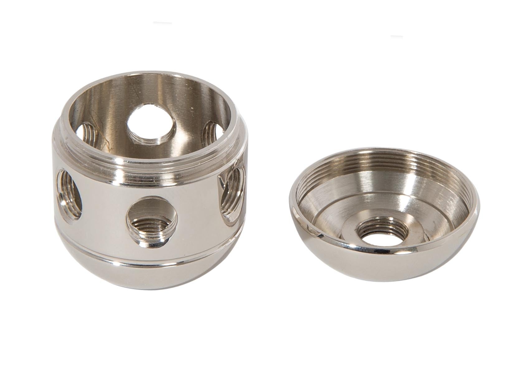 1-5/8 Inch Tall Polished Nickel Finish Turned Brass 2-Pc. Cluster Body, Choice of Side Holes
