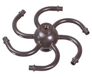 6-Arm Heavy Steel Bronze Finish Lamp Cluster, Unwired