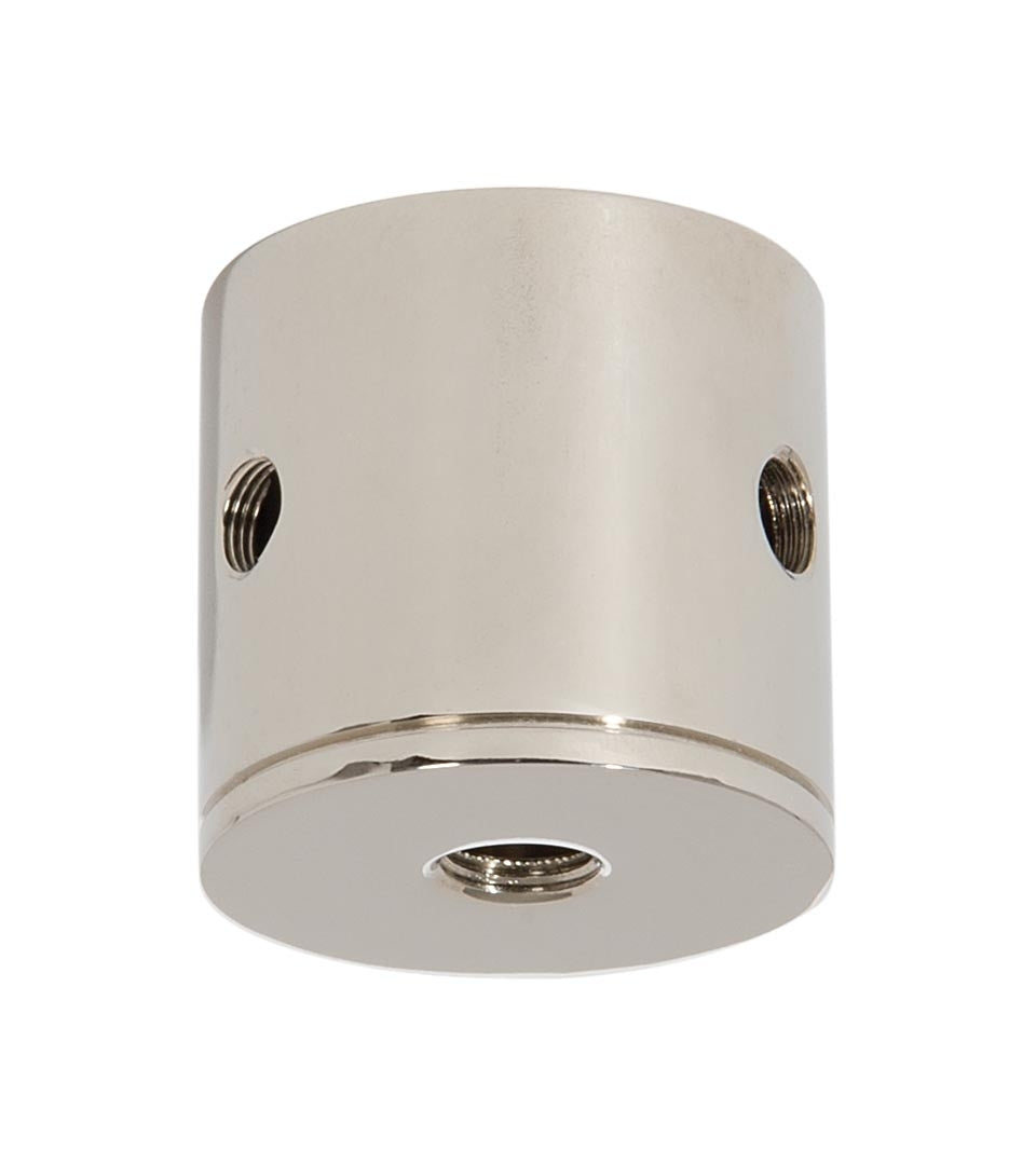 Tap 1/8F x 1/4F Large Polished Nickel Finish Turned Brass Lamp Cluster Body - Choice of Side holes