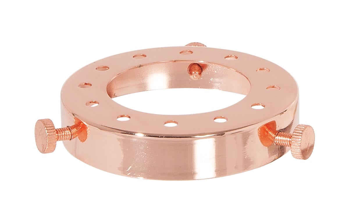 2-3/4 Inch Fitter Polished Copper Finish Stamped Steel Lamp Shade Holder with Set Screws and Vent Holes