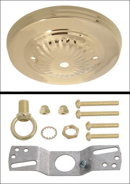Brass Plated Steel Ceiling Canopy Kit, 5-1/8" dia.