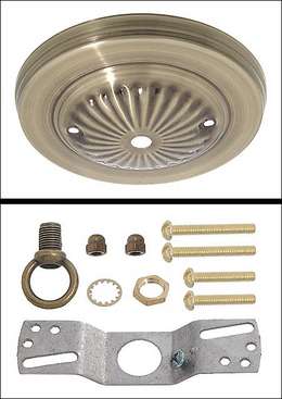 Antique Brass Finish Steel Ceiling Canopy Kit, 5-1/8" dia.