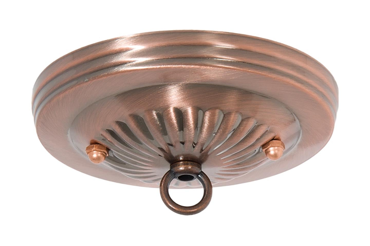5-1/8 Inch Diameter Engraved Antique Copper Finish Steel Canopy with Mounting Hardware Kit