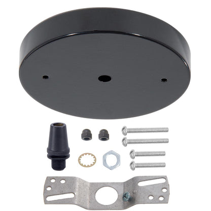 5 1/8", 1/8 IP Slip, Steel Ceiling Canopy Kit with Metal Cord Grip Bushing - Black Enamel Finish 