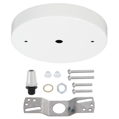 5 1/8",1/8 IP Slip, Steel Ceiling Canopy Kit with Metal Cord Grip Bushing - White Enamel Finish 