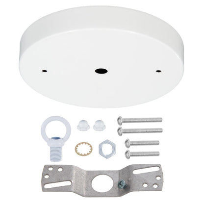 5 1/8", 1/8 IP Slip, Steel Ceiling Canopy Kit with Cast Metal Loop - White Enamel Finish 