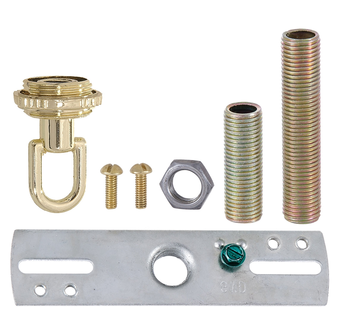 5 Inch Diameter Brass Plated Steel Canopy with Hardware Kit and Screw Collar Loop
