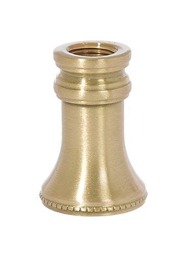 1-1/4 Inch Height Satin Brass Finish Turned Brass Lamp Neck, Tap 1/8F