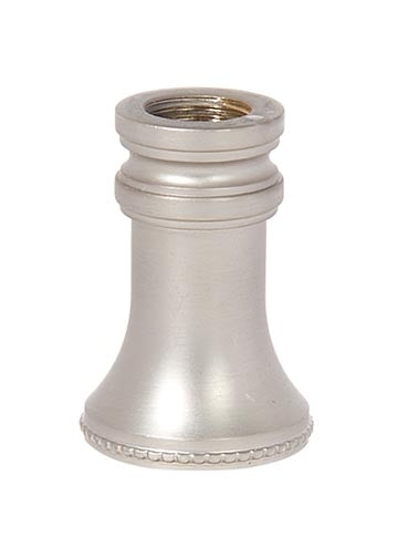 1-1/4 Inch Height Satin Nickel Finish Turned Brass Lamp Neck, Tap 1/8F