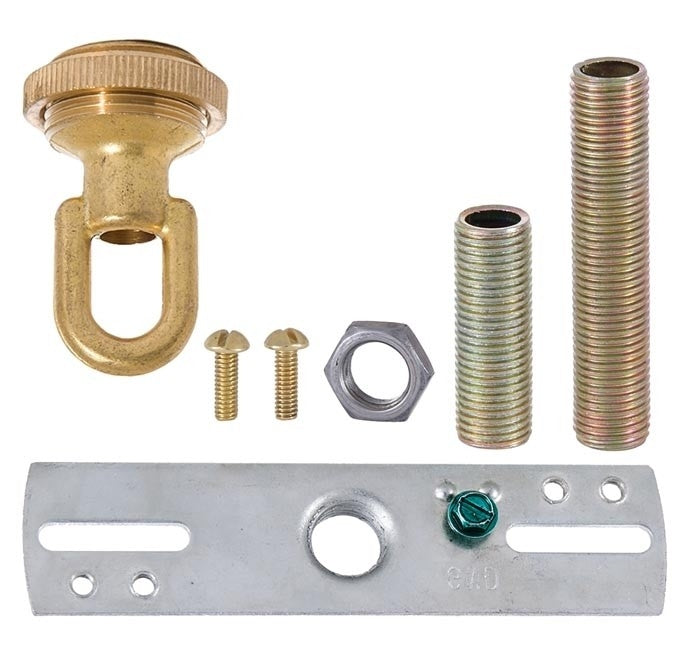 6-1/4 Inch Diameter Unfinished Brass Die Cast Canopy with Hardware Set