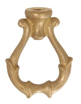 3" Tall Cast Brass Loop with wire way, tap 1/8F (3/8" diameter), your choice of unfinished or Polished & Lacquered