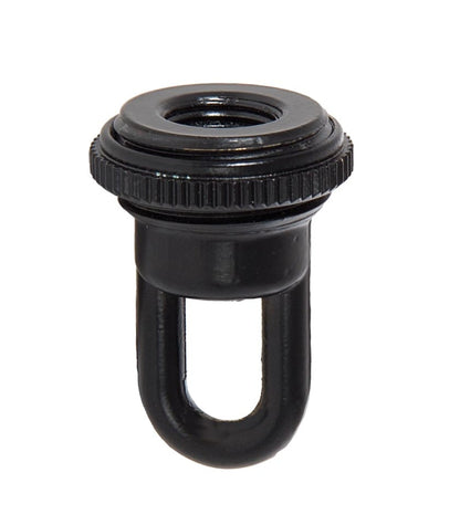 1-11/16" Tall Cast Brass Screw Collar Loop With Seating Ring, Tap 1/4F, Satin Black