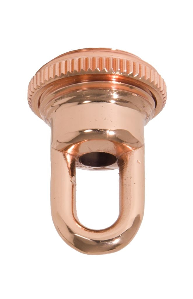 1-11/16" Tall Cast Brass Screw Collar Loop With Seating Ring, Tap 1/4F, Polished Copper 