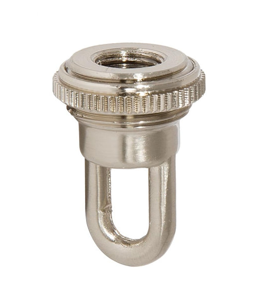 1-11/16" Tall Cast Brass Screw Collar Loop With Seating Ring, Tap 1/4F, Satin Nickel 
