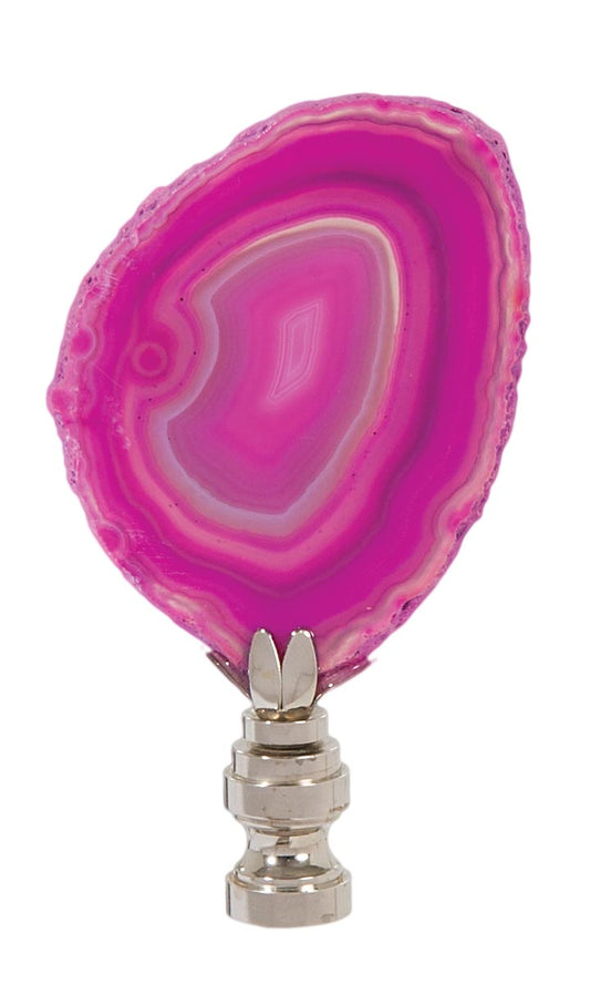 Natural Pink Agate Stone Lamp Finial w/Nickel Base, 2.5"~3.5" ht.