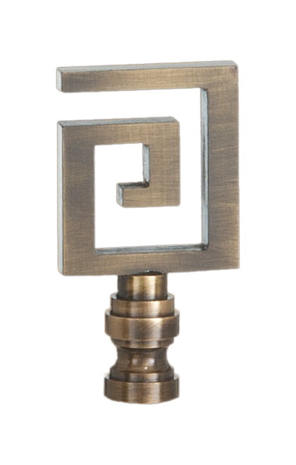 Greek Key Lamp Finial, Antique Finish