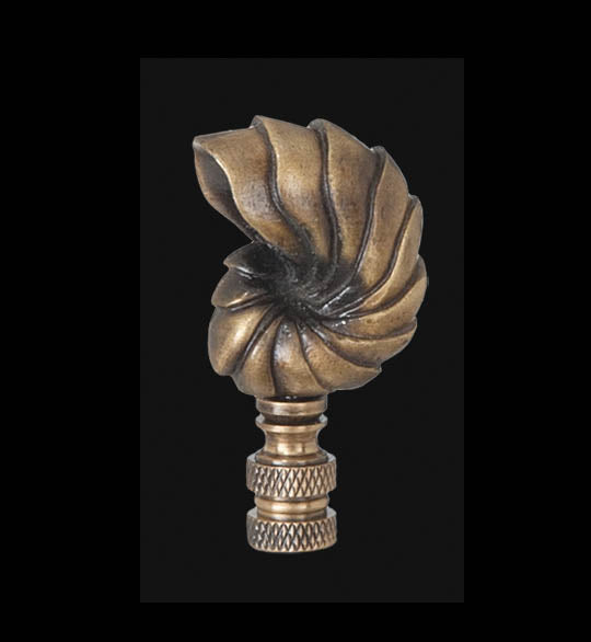 Seashell Brass Finial, 2 1/2 inch height, 1/4-27 tap