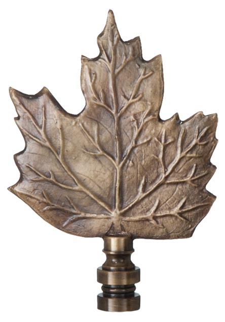 Cast Metal Maple Leaf Lamp Finial, 3 3/4 in ht