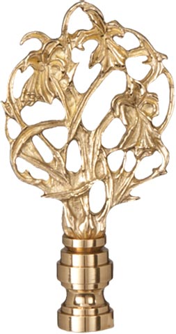 Vine Design Brass Lamp Finial, 3 1/8 in ht., 1/4-27 tap