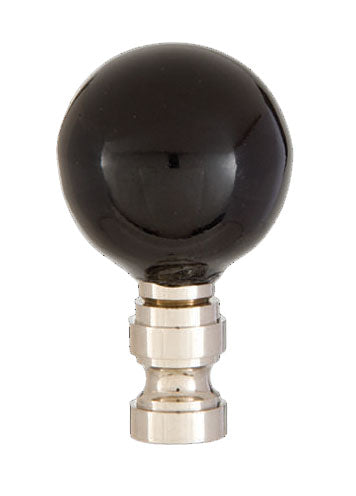 Smooth Ceramic Design, Black Ball Finial, Solid Brass Nickel Plated Brass Base