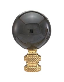 2" Black Ceramic Ball Finial w/ Polished and Lacquered Bass Base