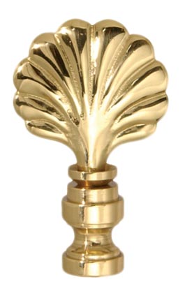 2-1/8" Brass Scallop Shell Lamp Finial, Tap 1/4-27F