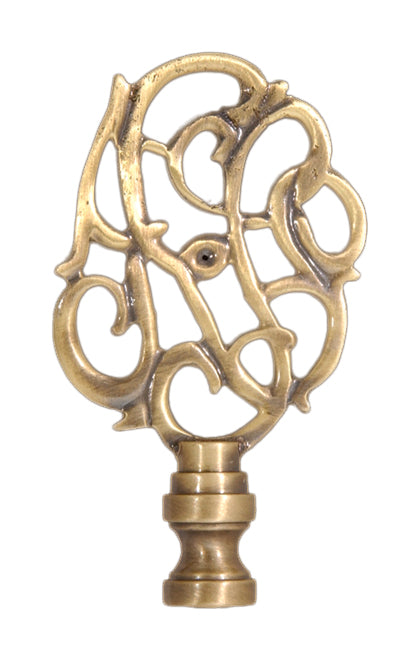 3-1/8" Antique Brass Finish Decorative Cast Metal Finial, Tap 1/4-27F