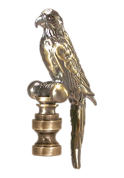 2-1/4" Tall Die Cast Metal "Parrot" Finial with an Antique Finish, Tap 1/4-27F 