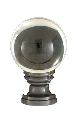 Smooth Crystal Design, 30mm Ball Finial, Antique Brass Finish Base