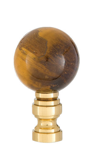 Tiger Eye Design, 30mm Ball Finial, Polished and Lacquered Brass Base