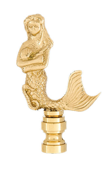 Mermaid Design, Solid Brass Finial, Brass Finish