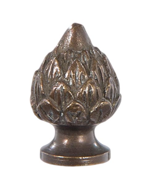 1-1/8" Antique Bronze Finish Brass Acorn Finial, Tap 1/4-27F